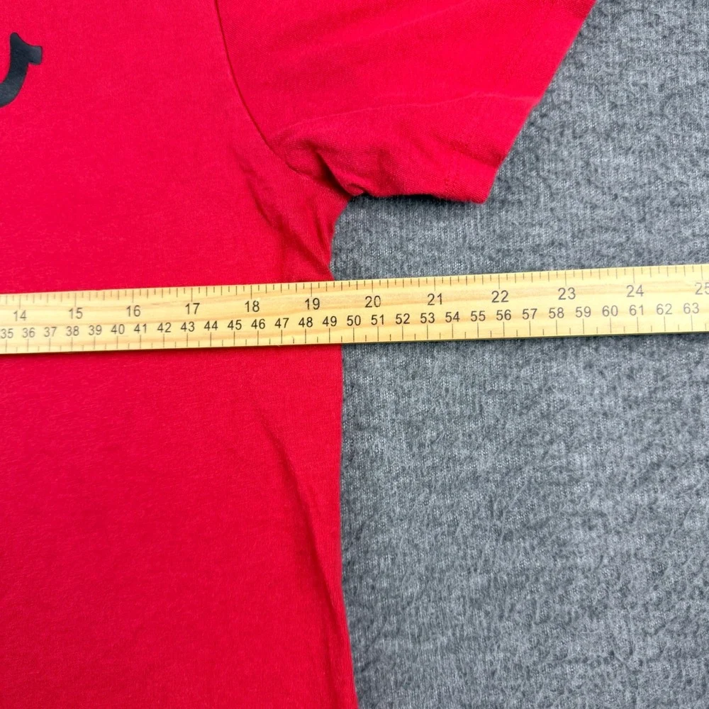 True Religion Men's S Small V-Neck Buddha Logo T-Shirt Red